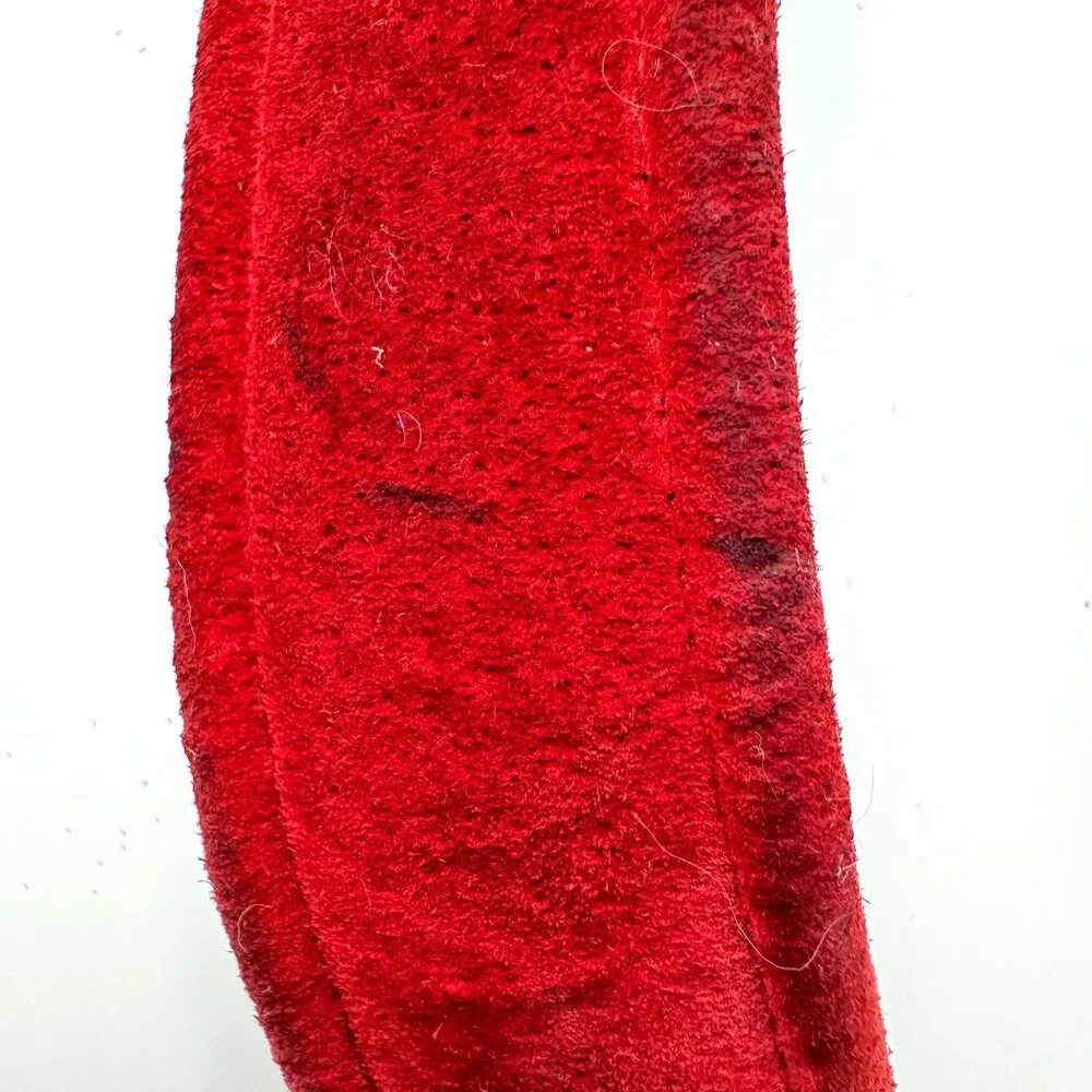 Vintage Carlistle Red Suede Belt Gold-Toned Buckle - Picture 6 of 10